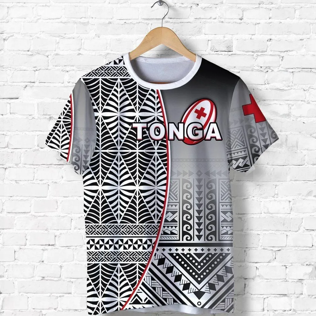 (Custom Personalised) Tonga Rugby T Shirt Impressive Version Black - Custom Text And Number