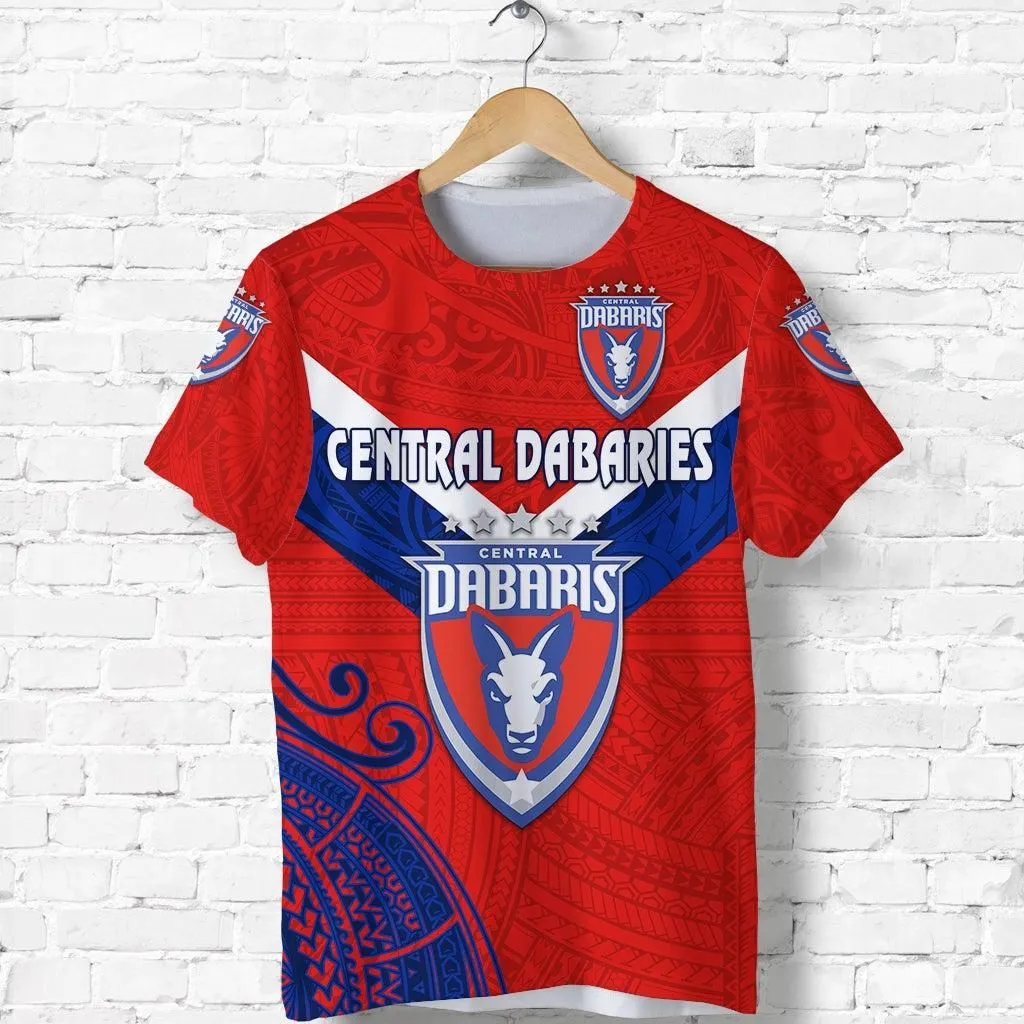 (Custom Personalised) Papua New Guinea Central Dabaries T Shirt Rugby - Red, Custom Text And Number LT8