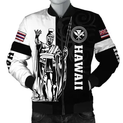 Hawaii King Polynesian Bomber Jacket - Lawla Style White - AH