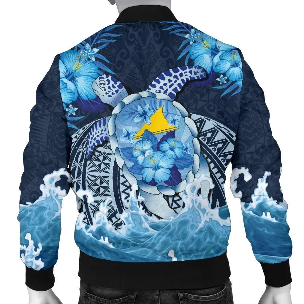 Tokelau Polynesian Sea Turtle Hibiscus Bomber Jacket for Men