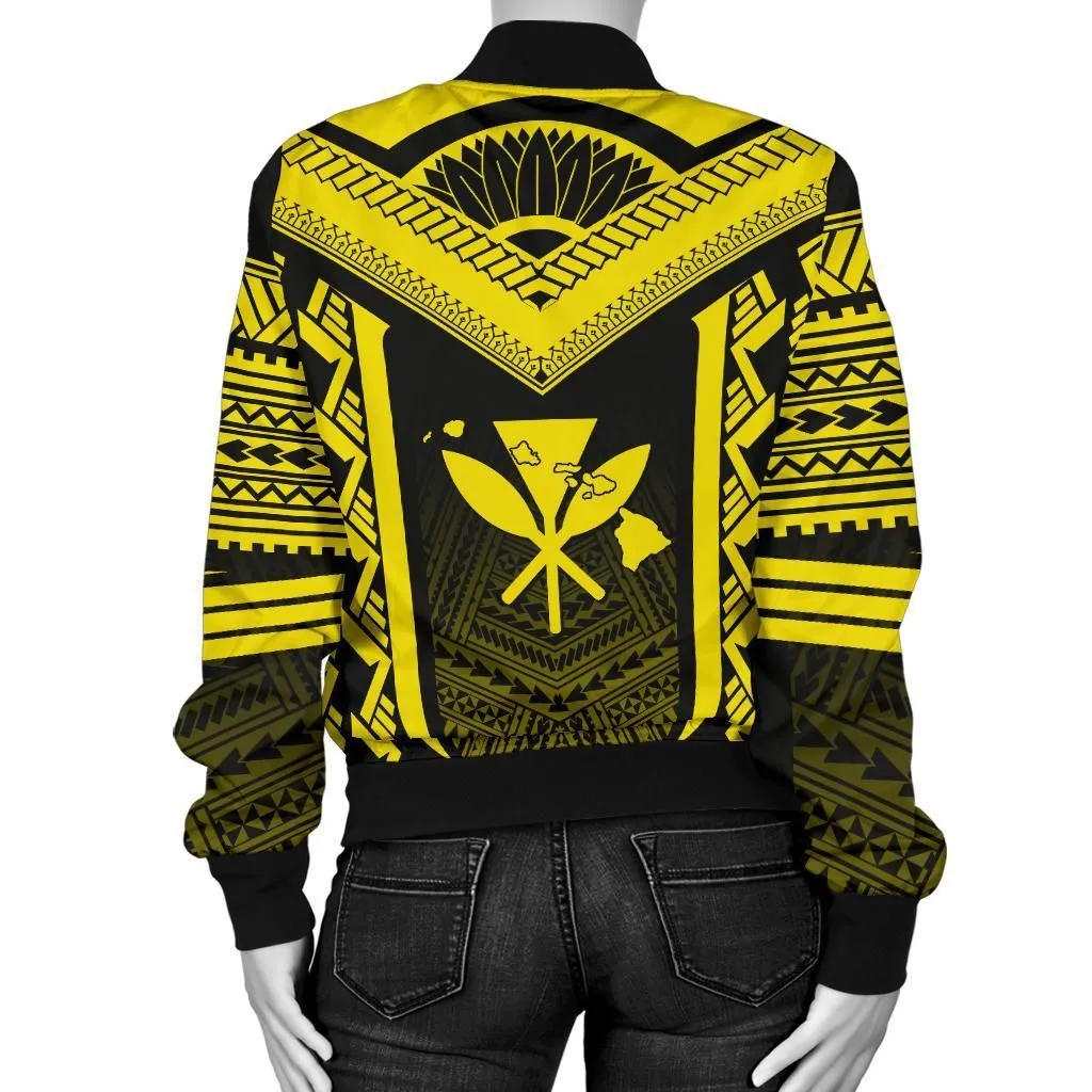 Hawaiian Kanaka Polynesian Womens Bomber Jacket Active Yellow