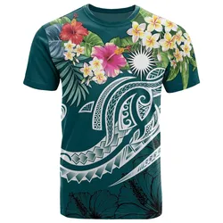 Marshall Islands Polynesian T-Shirt - Summer Plumeria (Turquoise)