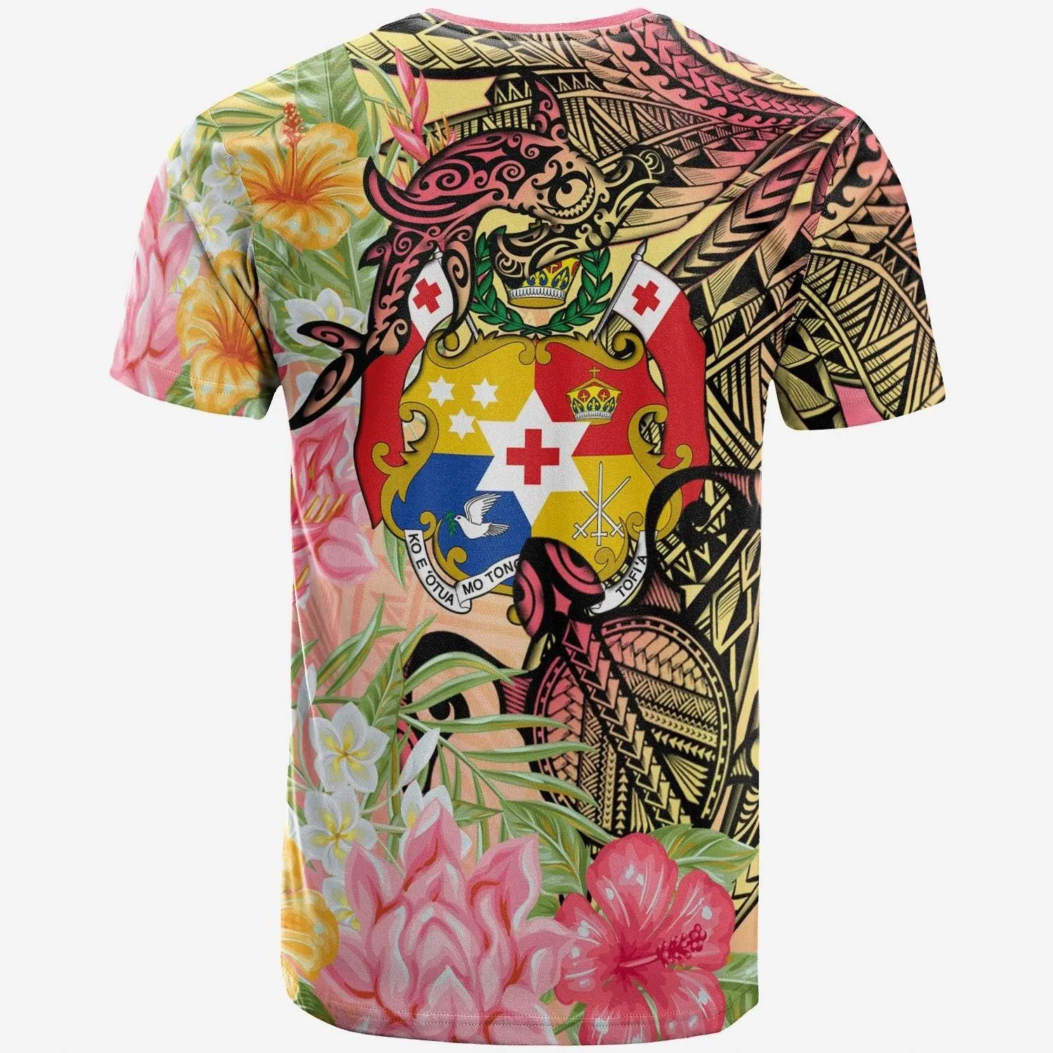Tonga T-Shirt - Flowers Tropical With Sea Animals