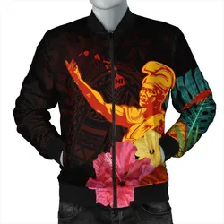 Hawaiian King Kamehameha Hibiscus Bomber Jacket