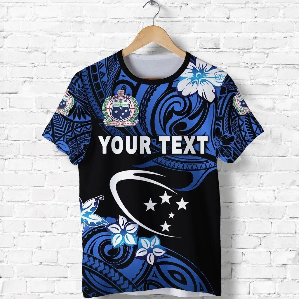 (Custom Personalised) Manu Samoa Rugby T Shirt Unique Vibes - Blue