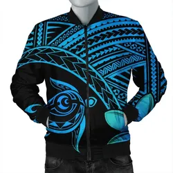 Alohawaii Jacket - Hawaiian Turtle Plumeria Kakau Polynesian Quilt Bomber Jacket Blue AH - J0R