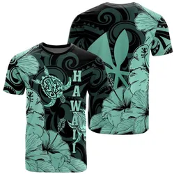 Hawaii Turtle T Shirt Polynesian Hibiscus Art Ver 2.0 Turquoise