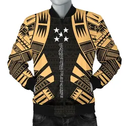 Gambier Islands Men Bomber Jackets - Polynesian Tattoo Gold