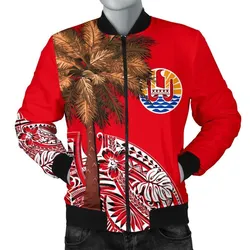French Polynesia Mens Bomber Jacket - Palm Tree Polynesian Pattern