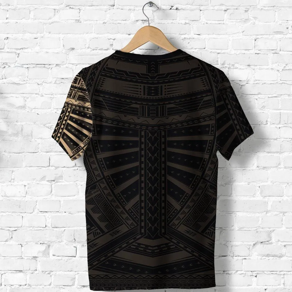 New Zealand Shirt, Maori Samoan Polynesian Tattoo T Shirt - Gold