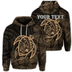 (Personalised) Hawaiian Map Turtle Kanaka Hibiscus Polynesian Hoodie - Gold - AH