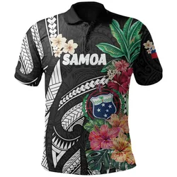 Samoa All Over Print Polo Shirt Coat Of Arms Polynesian With Hibiscus TH5