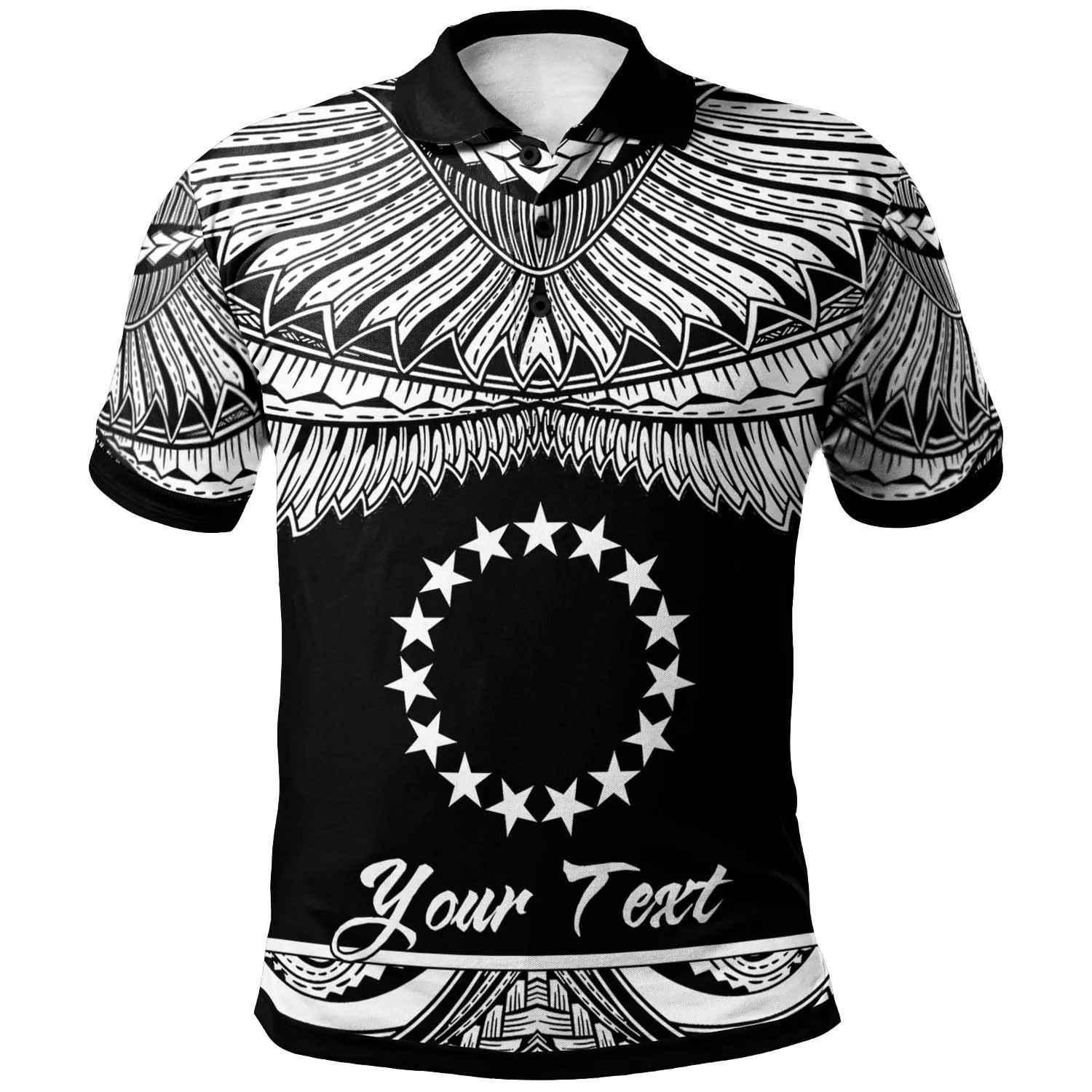 Cook Islands Polynesian Custom Personalised Polo Shirt - Poly Tattoo White Version