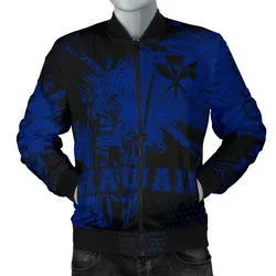 FamilyGater Jacket - King Kamehameha Hawaii Men's Bomber Jacket - Blue - Vincent Style - AH J91