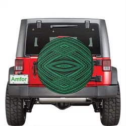 Polynesian Tatau Green Hawaii Spare Tire Cover