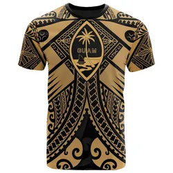 Guam Polynesian T-shirt - Guam Gold Seal with Polynesian Tattoo - BN18