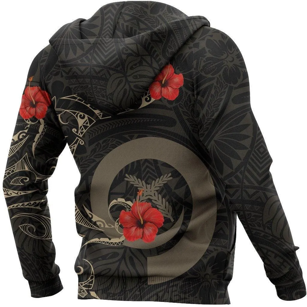 Vanuatu Hoodie Hibiscus Tattoo Style