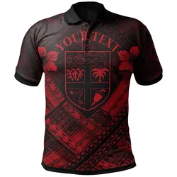 Fiji Polynesian Custom Personalised Polo Shirts - Fiji Red Seal Camisole Hibiscus Style