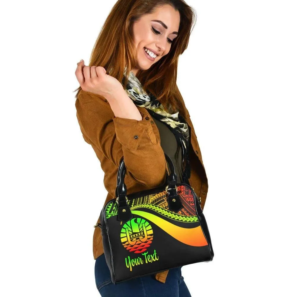 Tahiti Custom Personalised Shoulder Handbag - Reggae Polynesian Tentacle Tribal Pattern