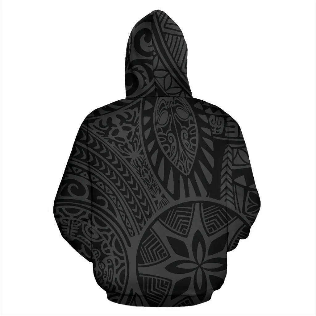 Hawaii Hoodie - Polynesian Hawaiian Style Tribal Tattoo Gray Pullover