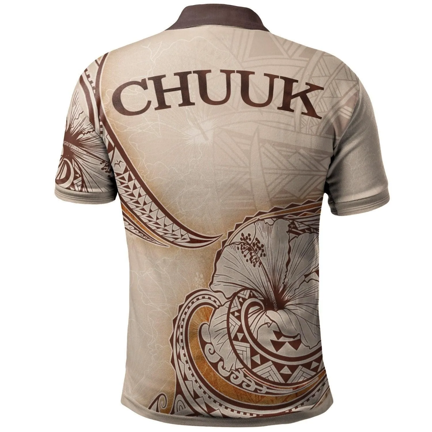 Chuuk Polo Shirt -  Hibiscus Flowers Vintage Style