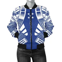 Gambier Islands Women Bomber Jacket - Polynesian Tattoo Flag - BN0110