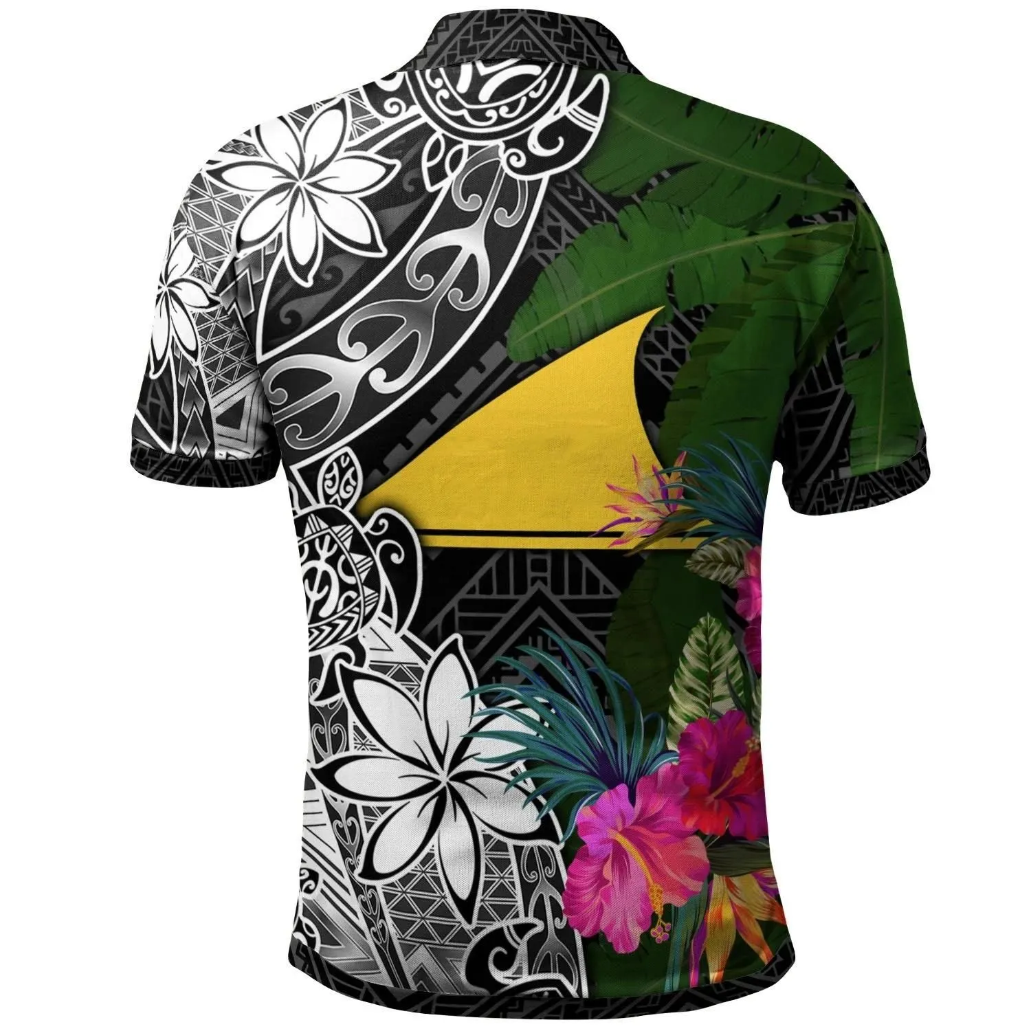 Tokelau Custom Personalised Polo Shirt - Turtle Plumeria Banana Leaf - BN11