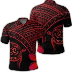 Hawaiian Turtle Plumeria Kakau Polynesian Quilt Polo Shirt Neo Red AH