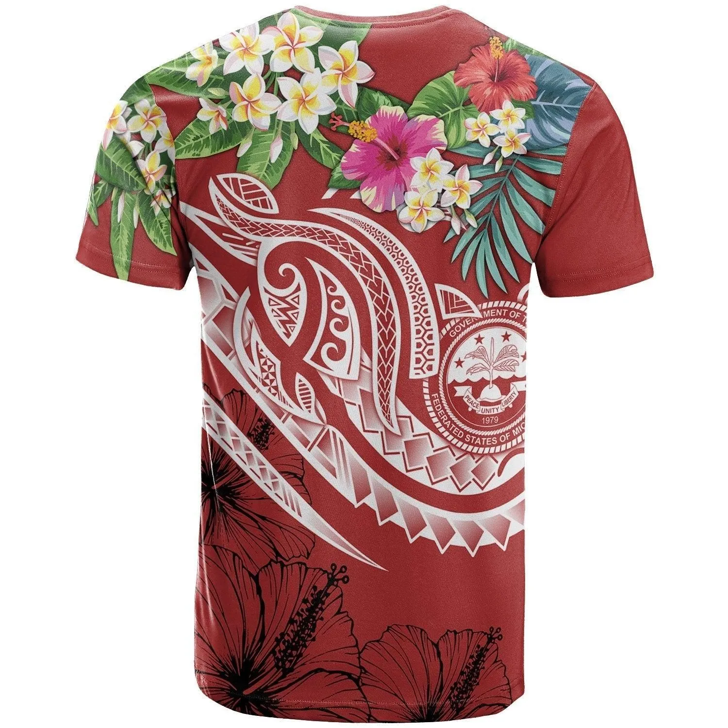 FSM Polynesian T-Shirt - Summer Plumeria (Red)