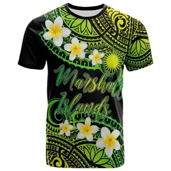 Marshall Islands Custom Personalised T-Shirt - Plumeria Polynesian Vibe Green