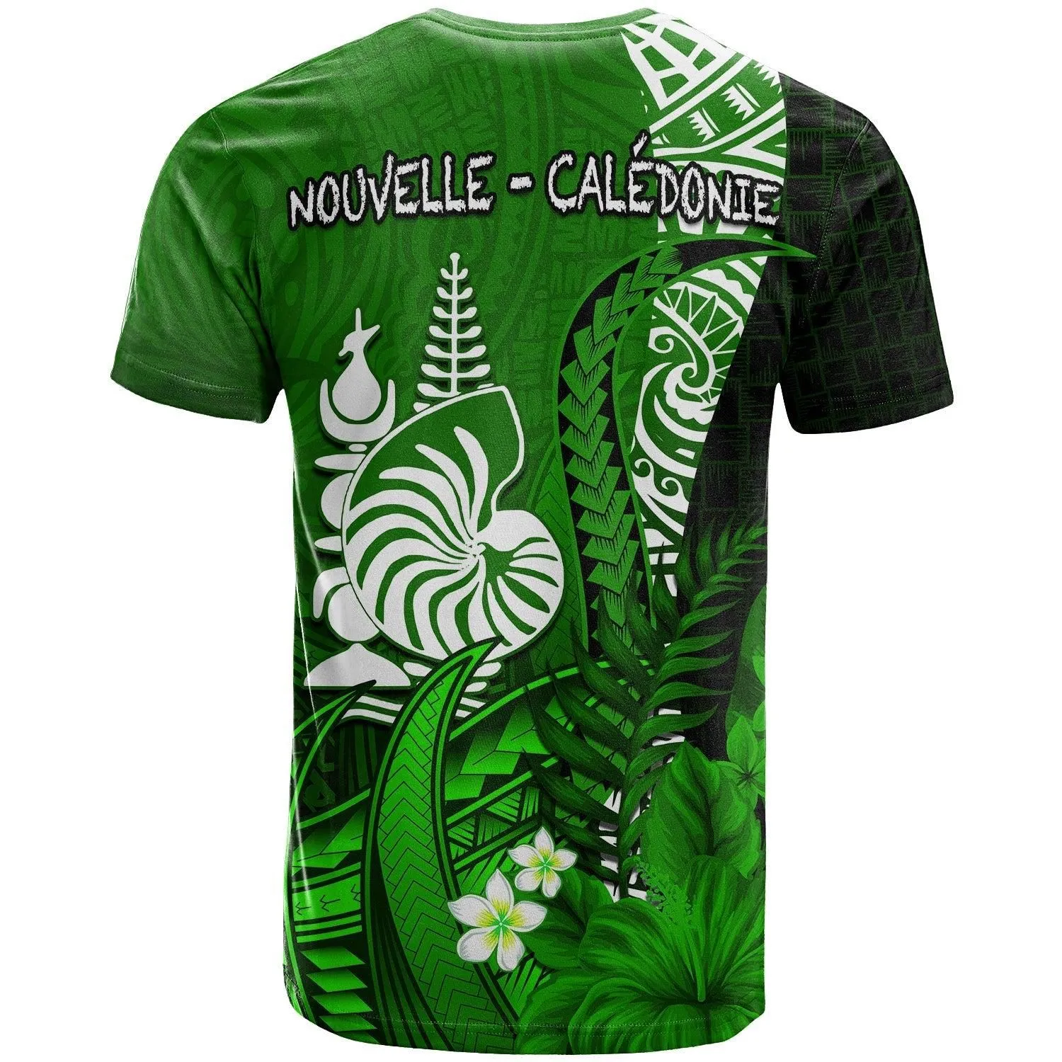 (Custom Personalised) New Caledonia T Shirt Nautilus Green Polynesian Hibiscus LT13
