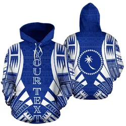 Chuuk States All Over Custom Personalised Hoodie - Blue Tattoo Style