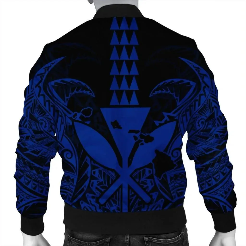 Alohawaii Jacket - Hawaii Polynesian Kanaka Kakau Bomber Jacket - Alan Style Blue - AH - J4R