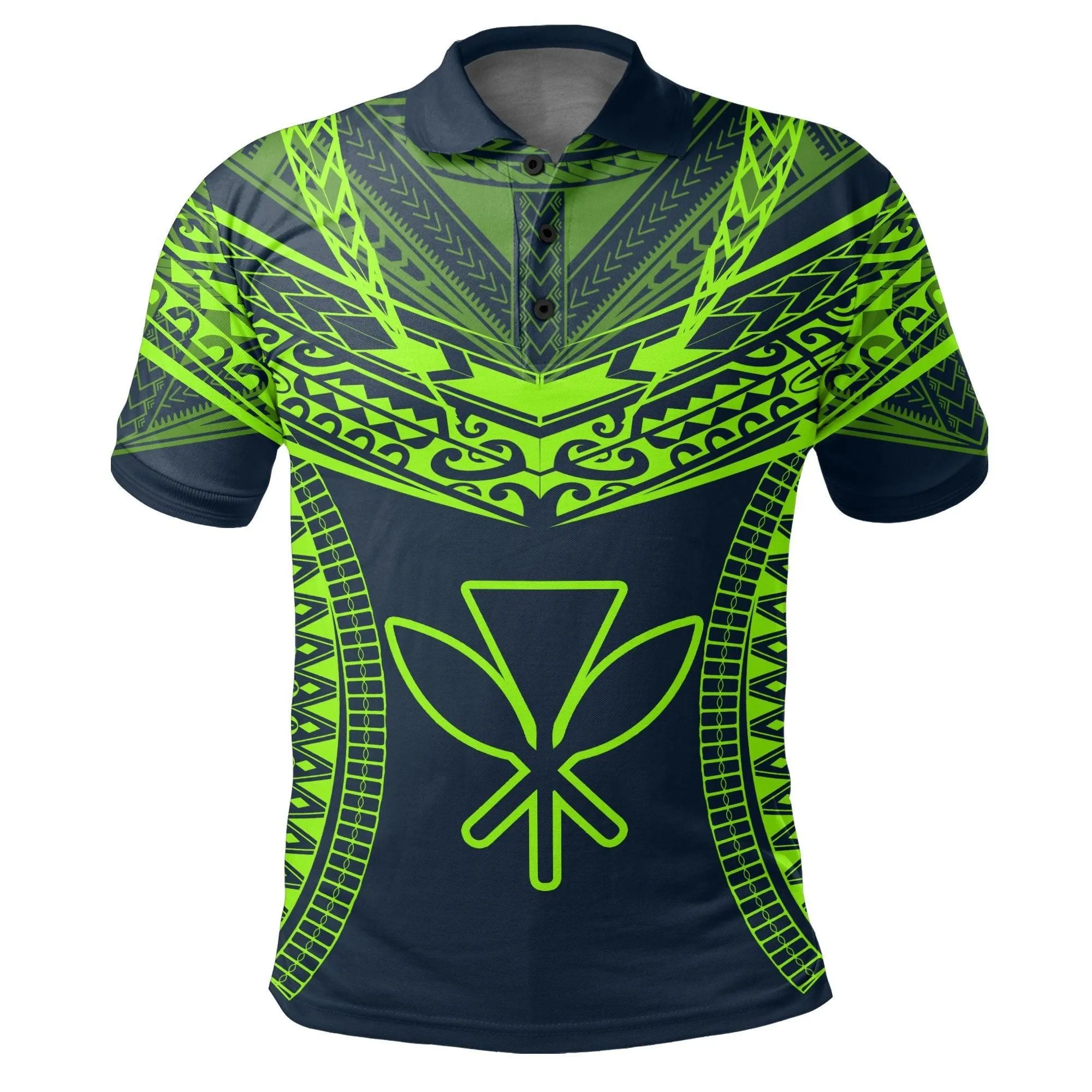 Hawaiian Kanaka Map Football Jersey Polo Shirt - Navy - Roger Style - AH