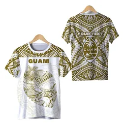 (Custom Personalised) Guam Rugby T-Shirt Polynesian Patterns - Gold Old LT16