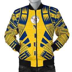 Niue Men Bomber Jackets - Polynesian Tattoo Flag