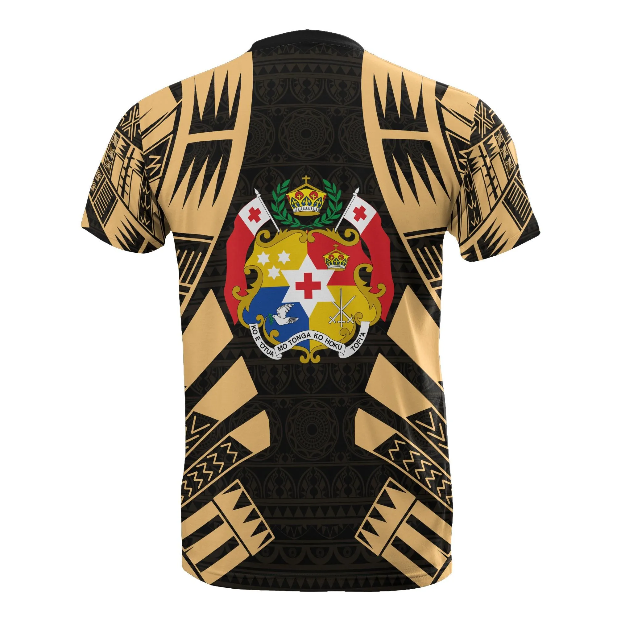 Tonga T shirt - Tonga Coat Of Arms Polynesian Tattoo Gold Style