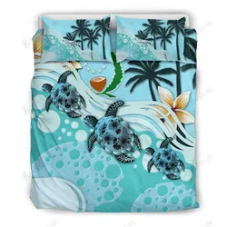 Pohnpei Blue Turtle Hibiscus Bedding Set Bedroom Decor