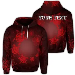 (Personalised) Hawaiian Plumeria Hibiscus Turtle Under Sea Polynesian Hoodie Red AH