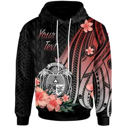 Nauru Personalised Custom Zip Hoodie - Red Polynesian Hibiscus Pattern Style