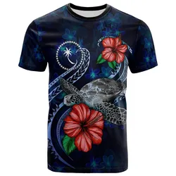 Chuuk Polynesian T Shirt - Blue Turtle Hibiscus