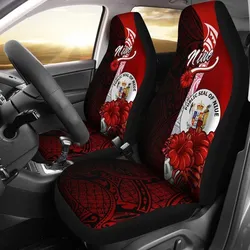 Niue Polynesian Car Seat Covers - Coat Of Arm With Hibiscus