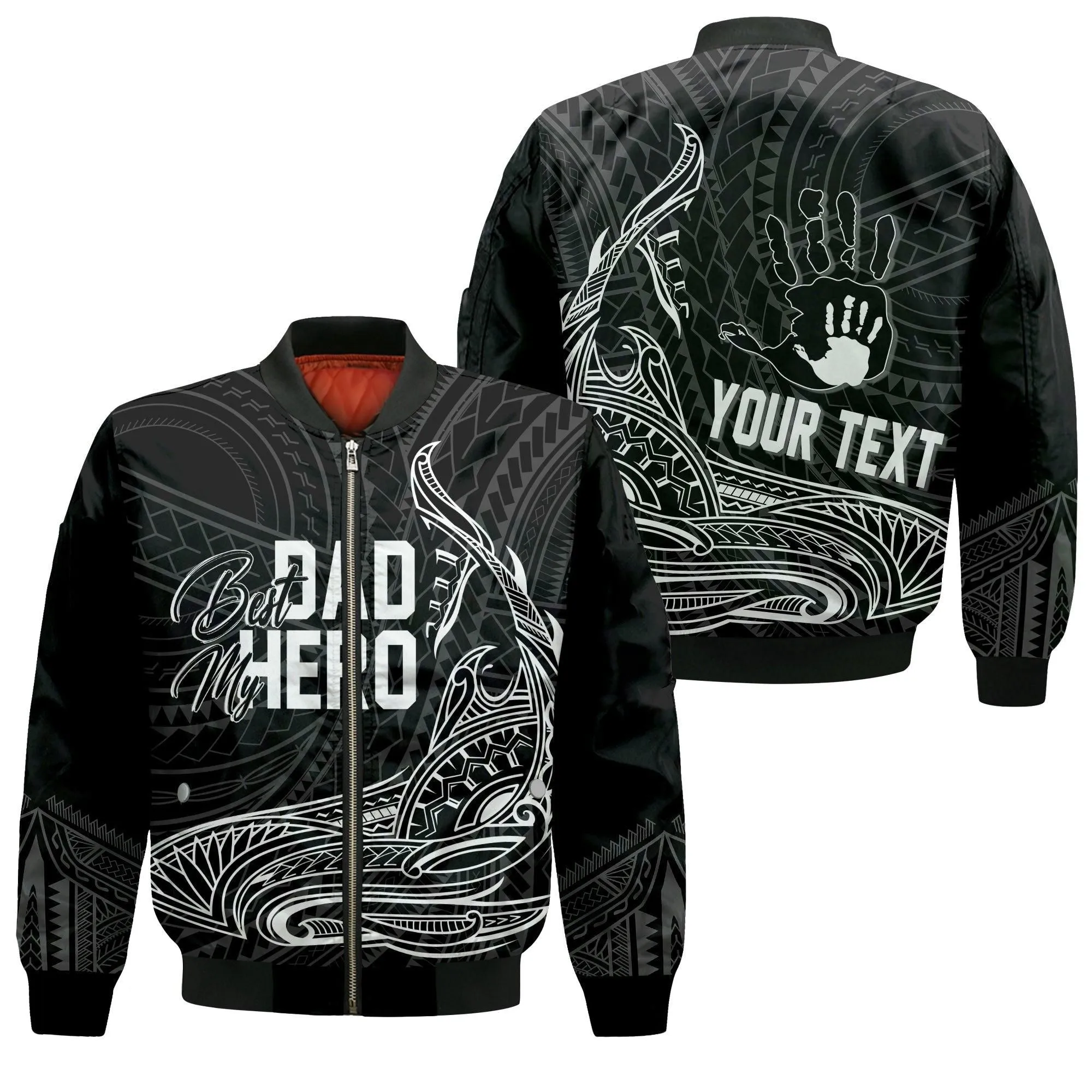 Fathers Day Polynesian Personalised Bomber Jacket My Dad My Hero LT7
