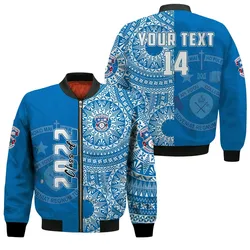 (Custom Text And Number) Apifoou Tonga College Bomber Jacket Class Of Year Tongan Ngatu Pattern LT14