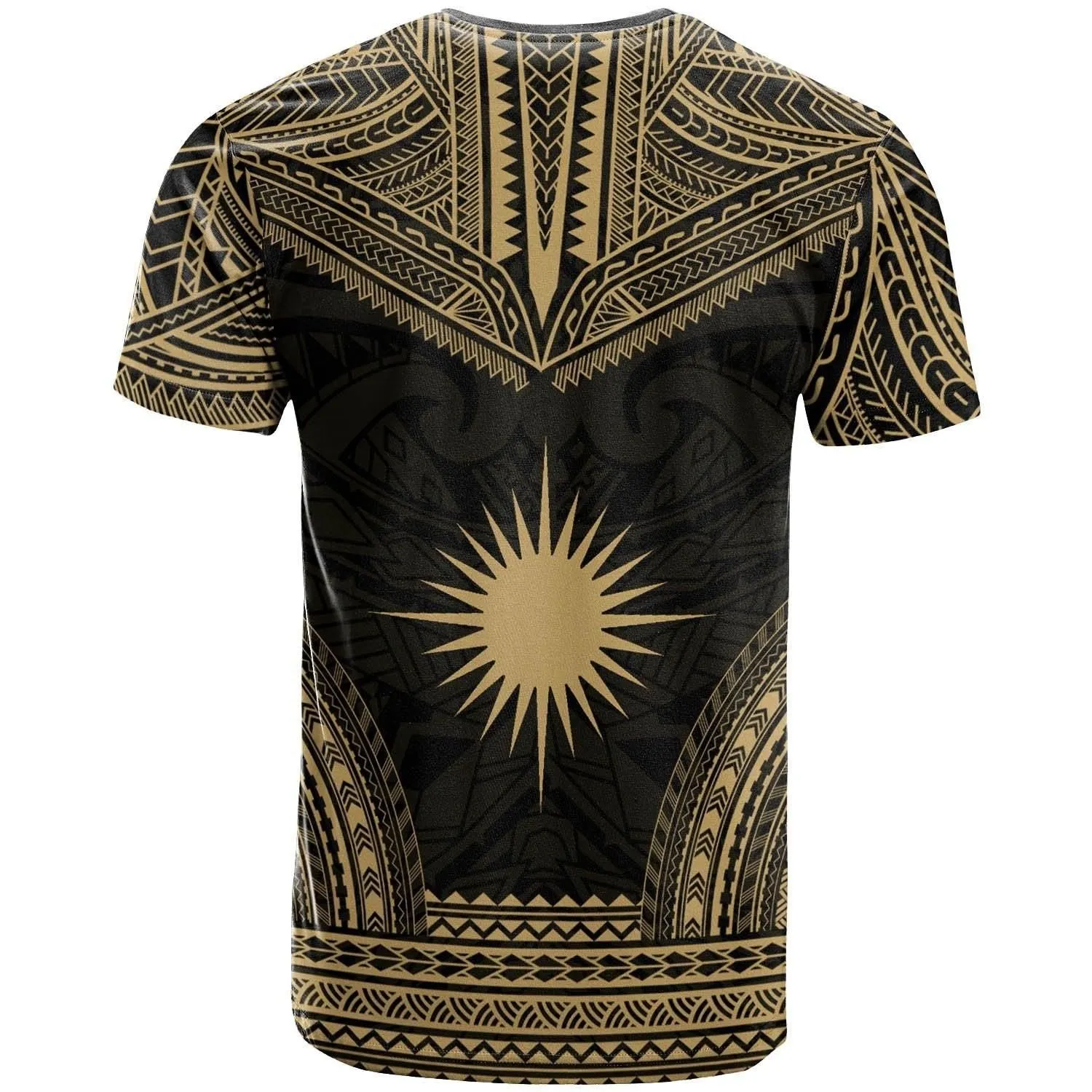 Marshall Islands Custom Personalised T Shirt - Marshall Islands Flag Polynesian Chief Tattoo Gold Version