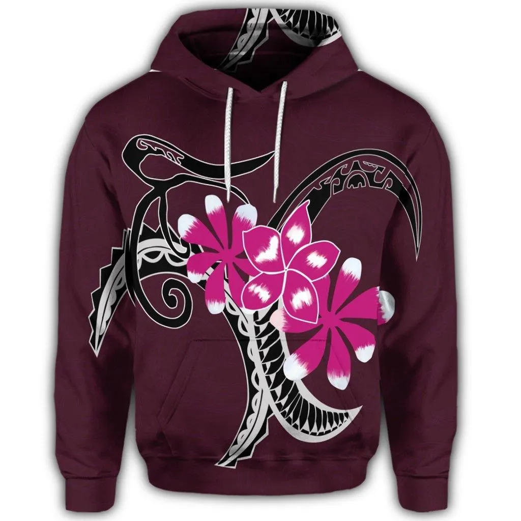 Hawaiian Plumeria Polynesian Pink Hoodie