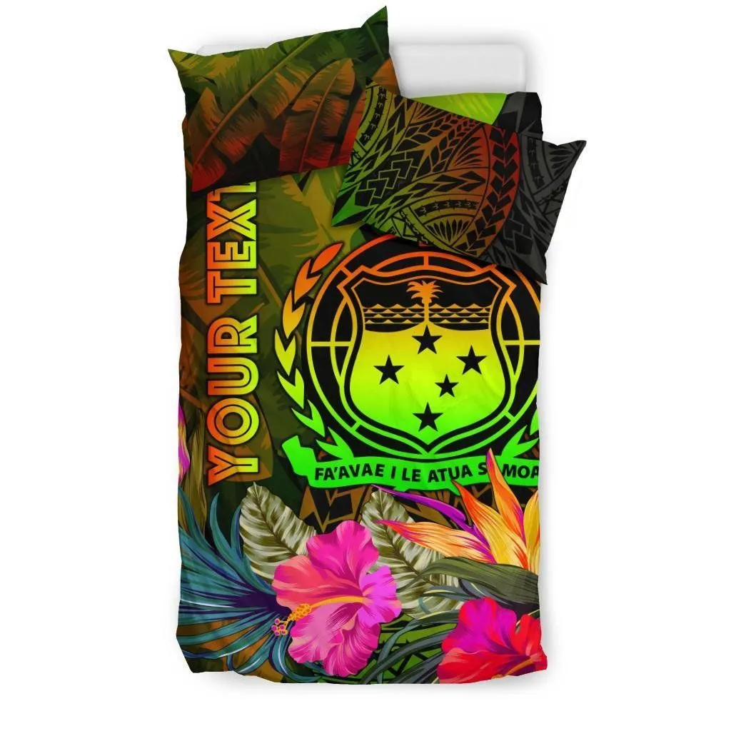 Samoa Polynesian Personalised Bedding Set -  Hibiscus and Banana Leaves - BN15