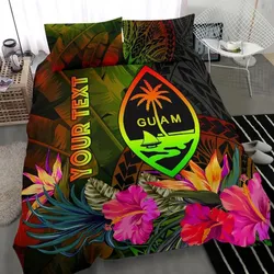 Guam Polynesian Personalised Bedding Set - Hibiscus And Banana Leaves