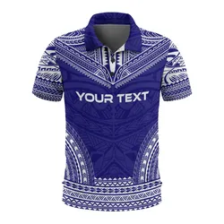 American Samoa Custom Personalised Polo Shirt - American Samoa Seal Polynesian Chief Tattoo Blue Version