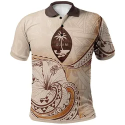 Guam Polo Shirt - Hibiscus Flowers Vintage Style